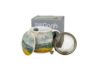V. van Gogh Wheat Field Inspired Tea Mug with Strainer & Lid - 0.43L