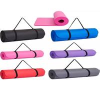 V-VAPE 1 X Yoga Mat Multi-Purpose Thick Foam Exercise Mats | Stretching, Resistance Workout & Therapy - Pilates, Home & Gym Equipment Accessory for Men Women with Carry Strap (BLACK)
