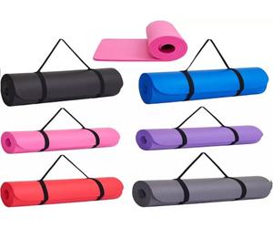 V-VAPE 1 X Yoga Mat Multi-Purpose Thick Foam Exercise Mats | Stretching, Resistance Workout & Therapy - Pilates, Home & Gym Equipment Accessory for Men Women with Carry Strap (BLUE)