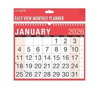 V-VAPE 2026 A4 Easy Month To View Spiral Bound Wall Planner Calendar Landscape home office work