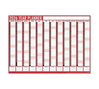 V-VAPE 2026 Year Planner Large A1 Wall Calendar Planner Full Year Red Home Office 840 x 600mm