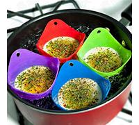 V-VAPE 4 PCS Silicone Egg Poacher Poach Poaching Kitchen Poached Cup Pods Pan Random Colour