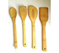 V-VAPE 4 x Piece Wooden Spatula Kitchen Cooking Utensils Set