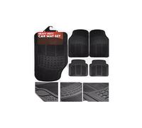 V-VAPE SET OF 4PCS HEAVY DUTY UNIVERSAL BLACK RUBBER CAR MAT SET NON SLIP VAN MATS