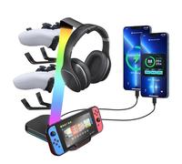 V VCOM Headphone Stand with 10 light Modes and 1 USB & 2 Type-C Ports