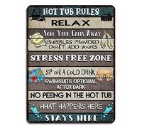 V VIBEPY All Over Printed Hot Tub Rules Metal Sign 12x16 Inches, Hot Tub Sign, Funny Rules Sign, Bathroom Metal Sign, Decorations Sign, Outdoor Metal Sign, Hot Tub Rules Sign (Hot Tub Rules)