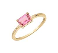 V Wedding Band, Simple Engagement Ring with Rectangular Pink Tourmaline 18.1K Gold Size V 1/2