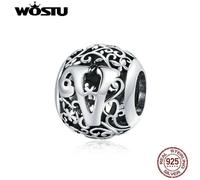 (V) Wostu Authentic Original 925 Sterling Silver Mori Letter A-z Charm Beads For Women Bracelet & Bangle Diy Jewelry Making