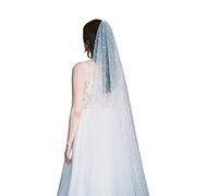 V01 Elegant Pearls Wedding Veil 1 Tier Chapel Length Bridal Illusion Tulle Pearls Of Different Sizes Wedding Accessorie Wedding (Color : Off white, Item Length : 250cm)