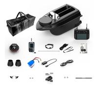 V030 RC Bait Boat with GPS, 12V, Dual-bait Hopper, 800m Range, 9 Fish-ing Zones & 180 Waypoints, Fish Finder, Ideal for Lake & Sea Fishing, Gift for Fishing Enthusiasts (Black)