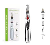 V1 Electric Acupuncture Pen, V1 Device with 5 Massage Heads & 9 Intensity, 5 in 1 Electronic Acupuncture Pen with Acupoint Chart for Muscle Pain Relief (Rechargeable)