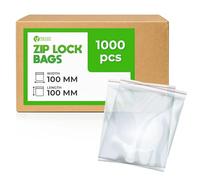 V1 TRADE Zip Lock Baggies 100x100 mm - 1000 Resealable Clear Plastic Bags - Grip Seal, Waterproof, Reusable, Heavy Duty Storage