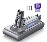 V10 Battery Replacement for Dyson, Powtree Battery for Dyson SV12 Compatible with V10 Animal Absolute Motorhead Total Clean Cyclone Series 206340 969352-02 Vacuum Cleaner (1 Filter + 3 Screws)