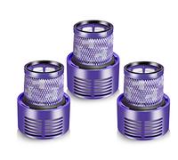 V10 Filter Replacement for Dyson Cyclone V10 Series, V10 Total Clean, V10 Absolute, V10 Animal, V10 Motorhead, SV12 Vacuum Replace Part # 969082-01, 3 Pack HEPA Filters & 1 Clean Brush, Purple