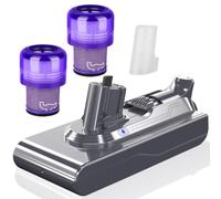 V11 Battery for Dyson, REACELL 25.2V Li-ion Click-in Battery for Dyson V11 | For V11 Absolute/Extra/Fluffy/Animal and V15 Detect, SV15, SV22 Vacuum Cleaners, Include 2*Filters, No Screw Installation