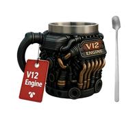V12 Engine Mug - 300ml Double Wall Insulated Stainless Steel Cup | Realistic Retro Mechanical Coffee Mug for Car Lovers | Gift for Husband, Mechanic, Father's Day, Christmas, Whiskey & Outdoor