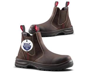 V12 V2430 Cotswold STS Safety Boots Mens - Composite Safety Shoes with Fibreglass Toecap & Midsole - Lightweight Work Safety Boots for Men with Slip-Resistant Sole - Brown Nubuck Leather, Size UK 5