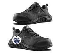V12 V2500 Comet Safety Trainers for Men & Women - Lightweight Work Trainers with Composite Toe Cap - ESD Compliant Safety Shoes with Slip-Resistant Sole, Black Work Shoes, Size UK 6.5