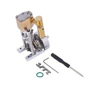 V1313 Mini Vertical Single-Cylinder Steam Engine Model with Reversing Mechanism, Brass Metal Steam-Powered Mechanical Demonstration for Physics Science Education Collection