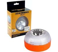 V16 Emergency Light, DGT Approved for Car and Motorcycle Road Signs. Flashing Yellow and Fixed White Light with Automatic Ignition, Magnetic Base and Rechargeable Battery