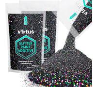v1rtus 2X Glitter Paint Additive - Black Holographic | 100g (x2) Metallic Flakes for Adding Sparkle to Paints & Wood Varnish | Add to Emulsion, Acrylic & Latex for Indoor Sparkly Walls