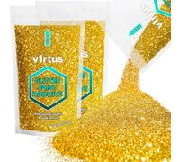 v1rtus 2X Glitter Paint Additive - Gold | 100g (x2) Metallic Flakes for Adding Sparkle to Paints & Wood Varnish | Add to Emulsion, Acrylic & Latex for Indoor Sparkly Walls