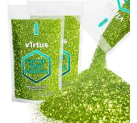 v1rtus 2X Glitter Paint Additive - Lime Green | 100g (x2) Metallic Flakes for Adding Sparkle to Paints & Wood Varnish | Add to Emulsion, Acrylic & Latex for Indoor Sparkly Walls