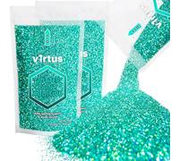 v1rtus 2X Glitter Paint Additive - Turqoise Blue Holographic | 100g (x2) Metallic Flakes for Adding Sparkle to Paints & Wood Varnish | Add to Emulsion, Acrylic & Latex for Indoor Sparkly Walls