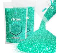 v1rtus 2X Glitter Paint Additive - Turquoise Blue | 100g (x2) Metallic Flakes for Adding Sparkle to Paints & Wood Varnish | Add to Emulsion, Acrylic & Latex for Indoor Sparkly Walls