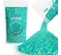 v1rtus Glitter Paint Additive - Turquoise Blue Holographic | 100g Metallic Flakes for Adding Sparkle to Paints & Wood Varnish | Add to Emulsion, Acrylic & Latex for Indoor Sparkly Walls