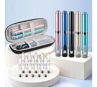 V2 Pro 60-Unit Reusable Pen Injector Set - 5 Colors (Gold, Blue, Black, Green, Pink), Includes 20 x 3mL Cartridges, Protective Hard Case, Aluminum Alloy Body
