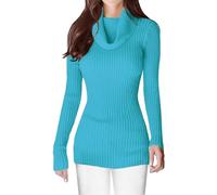 v28 Women’s Stretchable Cowl Neck Knit Long Sleeve Slim Fit Bodycon Sexy Sweater