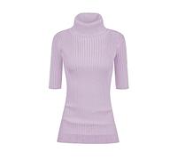 v28 Women Turtleneck 1/2 Half Sleeve Highly Stretchy Ribbed Knit Fitted Sweater, Lilac, L