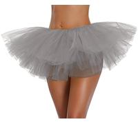 v28 Women's, Teen, Adult Classic Elastic 3, 4, 5 Layered Tulle Tutu Skirt - Grey - One Size