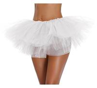 v28 Women's, Teen, Adult Classic Elastic 3, 4, 5 Layered Tulle Tutu Skirt - White - One Size