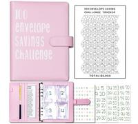 v2croft 100 Envelope Challenge Binder, Budget Binder with Cash Envelopes, Easy and Fun Way to Save $5,050, Money Saving Planner Book (Pink)