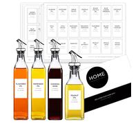 v2croft 126 Oil and Vinegar Labels for Bottles, Minimalist White Matte Stickers Black Text, Water/Oil Resistant Condiments Stickers for Squeeze Dispensers, Kitchen Pantry & Refrigerator Organization