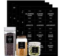 v2croft 144 Kitchen Pantry Labels for Containers,Minimalistic Preprinted Black Matte White Text Food Name Stickers,Home Organization Labels for Jars Canisters & Storage Bins(Water Resistant)