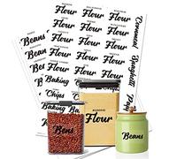 v2croft 168 Kitchen Pantry Labels for Containers,Preprinted Black Cursive Text Food Name Stickers,Organization Labels for Jars Canisters & Storage Bins(Water Resistant)
