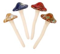 v2croft Ceramic Garden Mushrooms Set of 4, Colorful Fairy Garden Toadstool Ornaments, Outdoor Lawn, Flowerpot & DIY Decor for Miniature Gardens, Sheds & Plant Displays