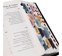 v2croft Floral Bible Tabs - Study Bible Bookmark Tabs (66 Index + 34 Blank)
