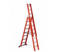 V3 - Glass Fibre Ladder; 3 x 10 Tread; 150kg; Red