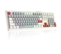 V300 108 Wired Gaming Keyboard QWERTY RGB Rainbow Backlit Light up Keyboard With Membrane Keys Full Size with Multimedia Keys Ergonomic ABS SA Spherical keycaps for PC Gamers, Laptop-White Gray