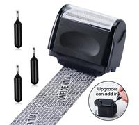V30HUB - Address Blocker Stamp - Identity Theft Protection for Data Privacy - Wide Confidential Data Defender Roller Stamp - Includes 3 Refill Packs - Easy to Use for Parcels, Documents & Mail (Black)