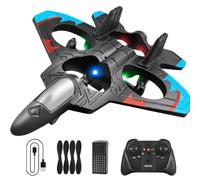 V32 RC Plane, Foam Remote Control Airplane with Light, 2 Batteries, 360° Flip Fighter Jet Toys, 3 Speeds Adjustable RC Fighter Jet Planes Toy Gifts for Kids Boy Beginners Adults