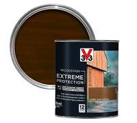 V33 Extreme Protection Woodstain - 12-Year Guarantee - Extreme Weather Protection - Anti-Humidity Barrier - Only 2 Coats - Dark Oak 750ml