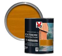 V33 Extreme Protection Woodstain - 12-Year Guarantee - Extreme Weather Protection - Anti-Humidity Barrier - Only 2 Coats - Teak 750ml