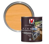 V33 High Performance Decking Oil, Clear, 2.5L | Beautifies & revives, Highly durable formula, UV & extreme weather resistant, Anti-slip, Fast-drying