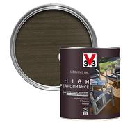 V33 High Performance Decking Oil - Long-Lasting Weather Protection - Anti-Slip - Water-Repellent - UV-Resistant - Grey 5 Litres