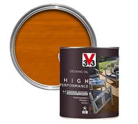 V33 High Performance Decking Oil - Long-Lasting Weather Protection - Anti-Slip - Water-Repellent - UV-Resistant - Light Oak 2.5 Litres